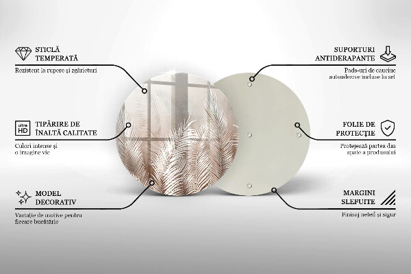 Krájecí prkénko skleněné Boho vegetační listy