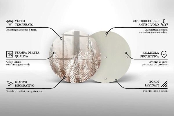 Krájecí prkénko skleněné Boho vegetační listy