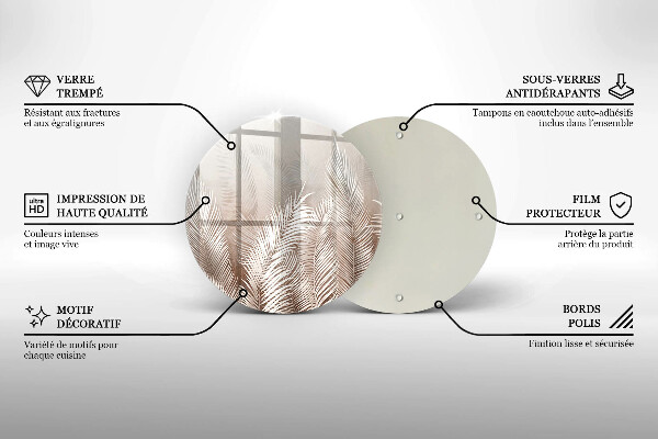 Krájecí prkénko skleněné Boho vegetační listy