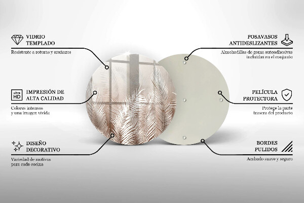 Krájecí prkénko skleněné Boho vegetační listy