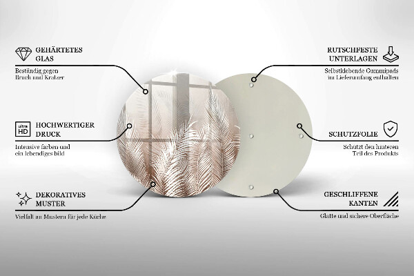 Krájecí prkénko skleněné Boho vegetační listy