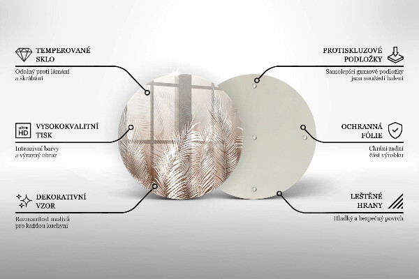 Krájecí prkénko skleněné Boho vegetační listy