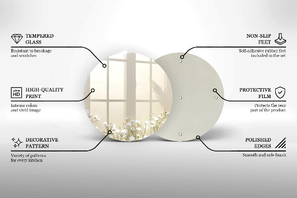 Krájecí prkénko skleněné Sádrové boho květiny