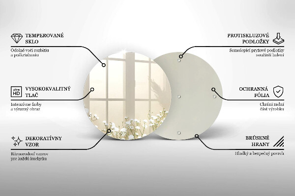 Krájecí prkénko skleněné Sádrové boho květiny