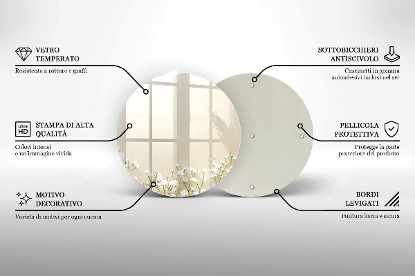 Krájecí prkénko skleněné Sádrové boho květiny