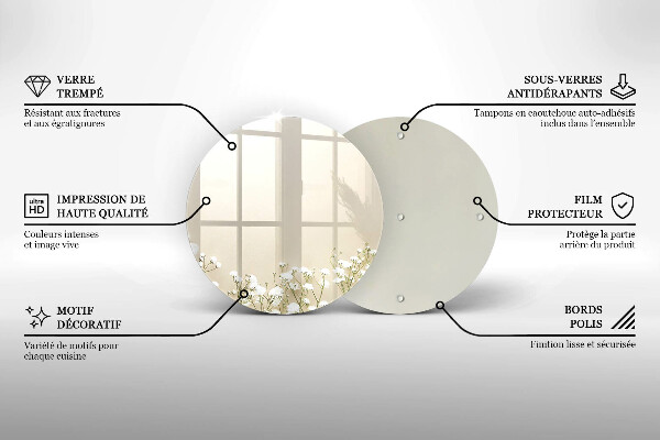 Krájecí prkénko skleněné Sádrové boho květiny