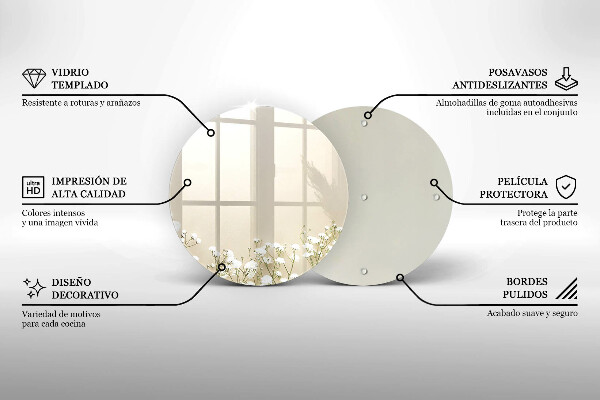 Krájecí prkénko skleněné Sádrové boho květiny