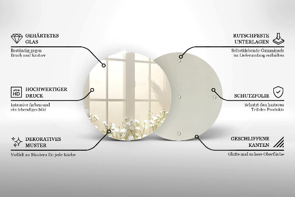 Krájecí prkénko skleněné Sádrové boho květiny