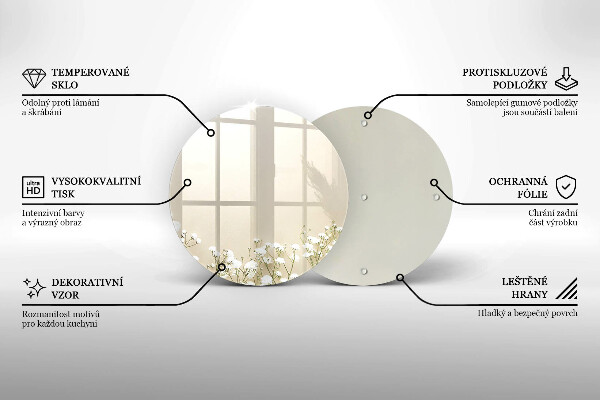 Krájecí prkénko skleněné Sádrové boho květiny