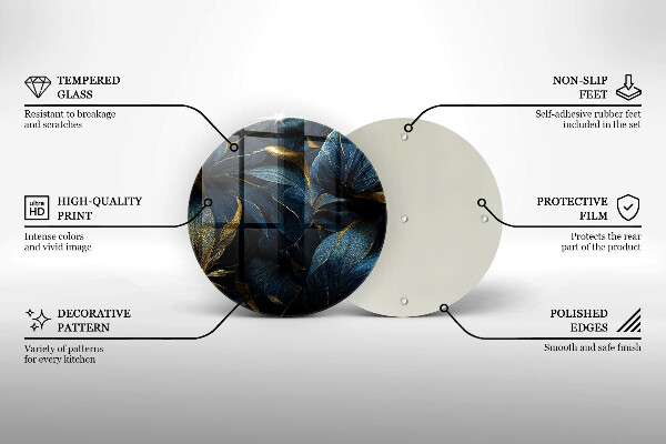 Krájecí prkénko skleněné Dekorativní listy se zlatem