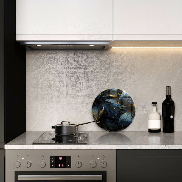 Krájecí prkénko skleněné Dekorativní listy se zlatem