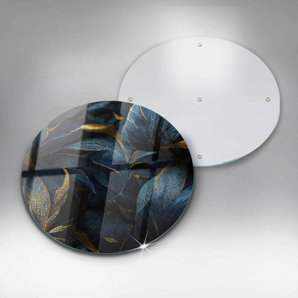 Krájecí prkénko skleněné Dekorativní listy se zlatem