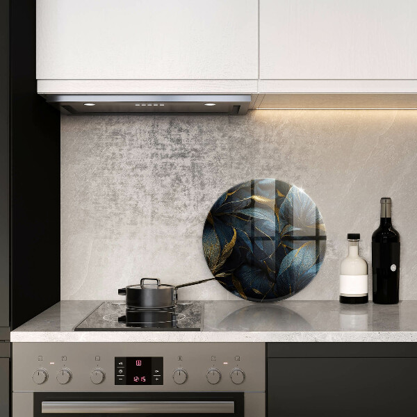 Krájecí prkénko skleněné Dekorativní listy se zlatem