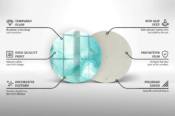 Krájecí prkénko skleněné Modrá a zlatá abstrakce