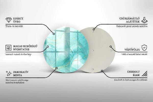 Krájecí prkénko skleněné Modrá a zlatá abstrakce