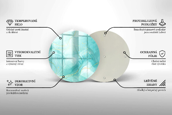 Krájecí prkénko skleněné Modrá a zlatá abstrakce