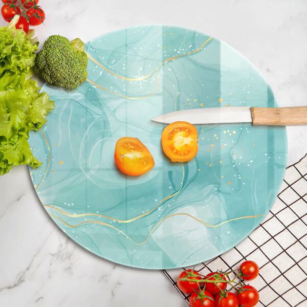 Krájecí prkénko skleněné Modrá a zlatá abstrakce