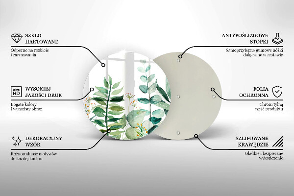 Skleněná deska do kuchyně Ilustrace rostlin listy