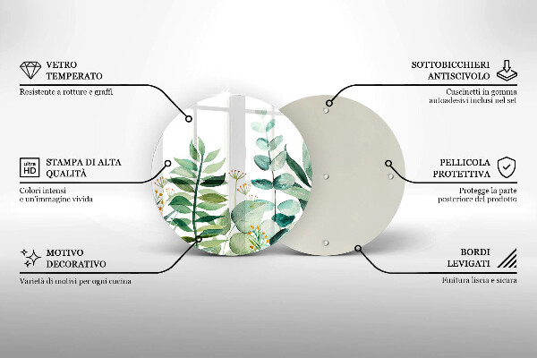 Skleněná deska do kuchyně Ilustrace rostlin listy