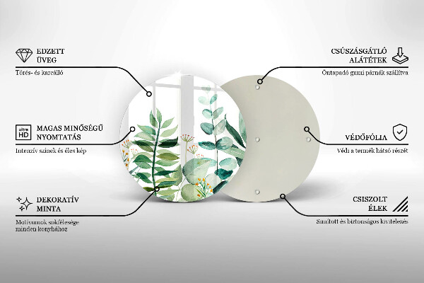 Skleněná deska do kuchyně Ilustrace rostlin listy