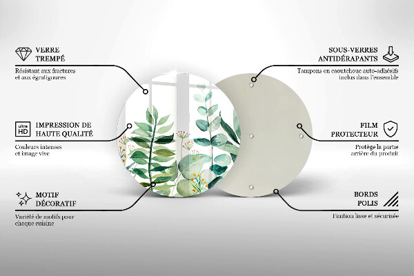 Skleněná deska do kuchyně Ilustrace rostlin listy