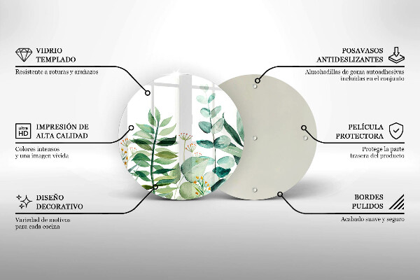 Skleněná deska do kuchyně Ilustrace rostlin listy