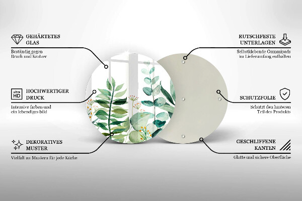 Skleněná deska do kuchyně Ilustrace rostlin listy