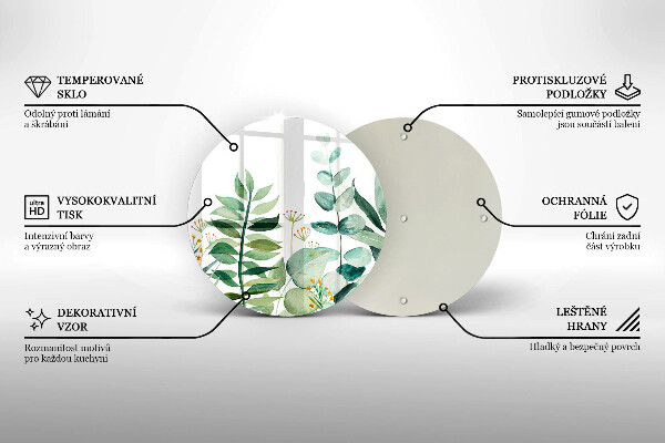 Skleněná deska do kuchyně Ilustrace rostlin listy