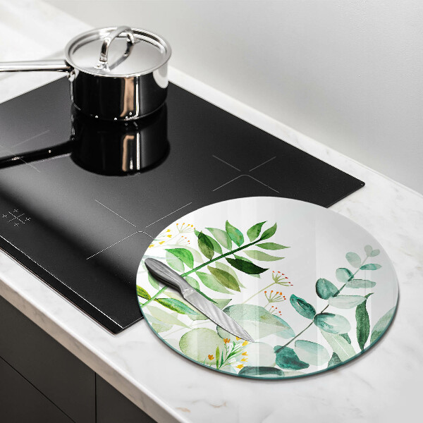 Skleněná deska do kuchyně Ilustrace rostlin listy