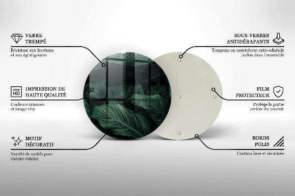 Skleněná deska do kuchyně Tmavé listy