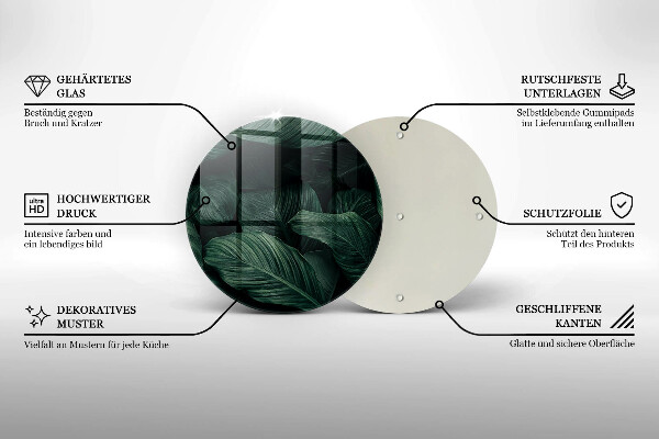 Skleněná deska do kuchyně Tmavé listy