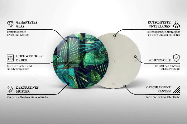 Skleněná deska do kuchyně Ilustrace listí džungle