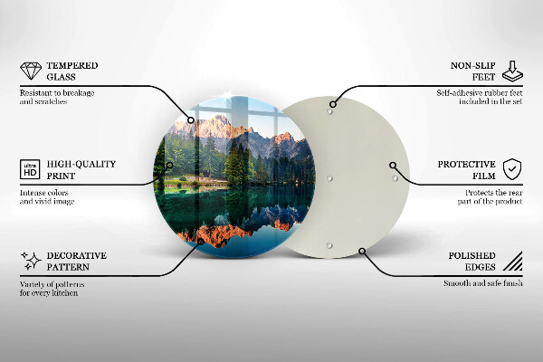 Skleněná deska do kuchyně Les a horské jezero