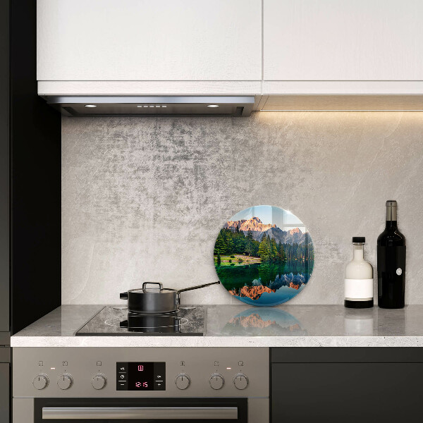 Skleněná deska do kuchyně Les a horské jezero