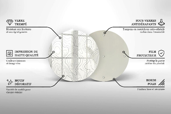 Skleněná deska do kuchyně Line art design