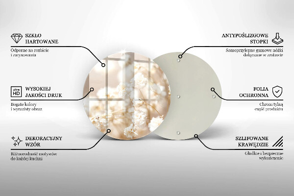 Skleněná deska do kuchyně Jemné bílé květy