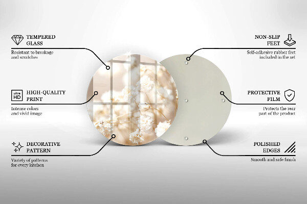 Skleněná deska do kuchyně Jemné bílé květy