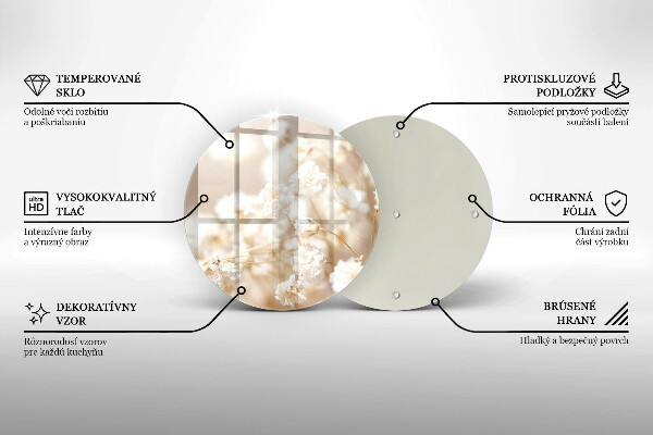 Skleněná deska do kuchyně Jemné bílé květy