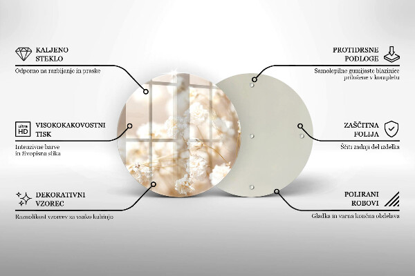 Skleněná deska do kuchyně Jemné bílé květy