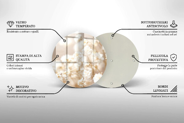 Skleněná deska do kuchyně Jemné bílé květy