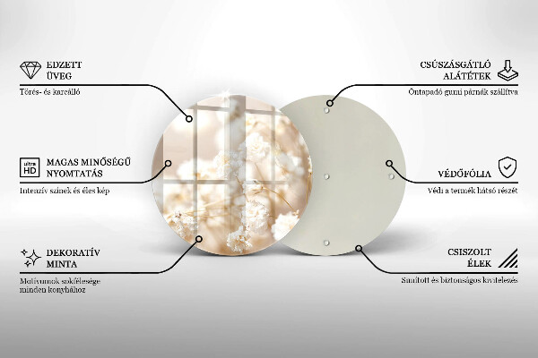 Skleněná deska do kuchyně Jemné bílé květy