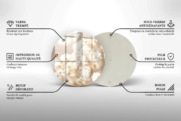 Skleněná deska do kuchyně Jemné bílé květy