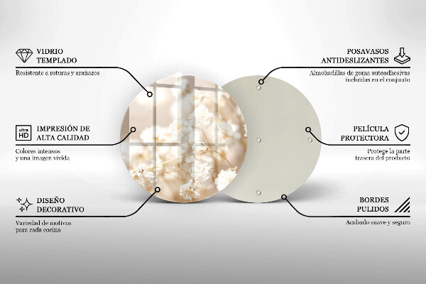 Skleněná deska do kuchyně Jemné bílé květy