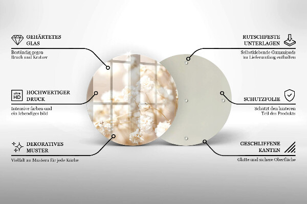 Skleněná deska do kuchyně Jemné bílé květy