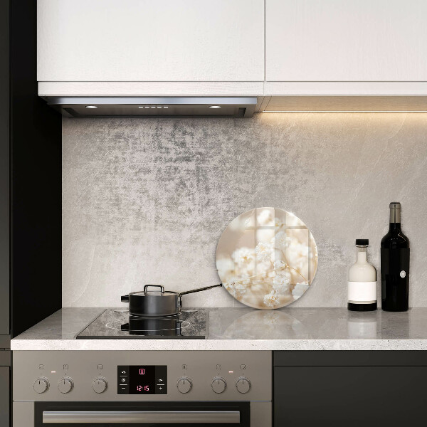 Skleněná deska do kuchyně Jemné bílé květy