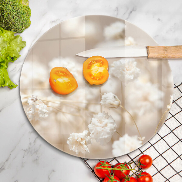 Skleněná deska do kuchyně Jemné bílé květy