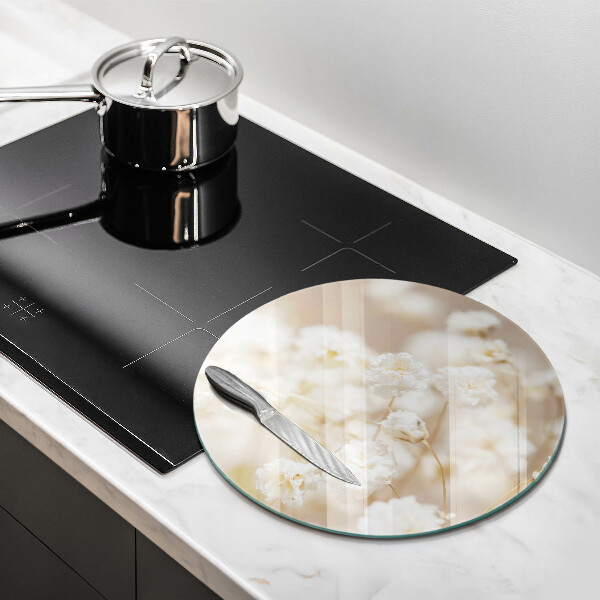 Skleněná deska do kuchyně Jemné bílé květy