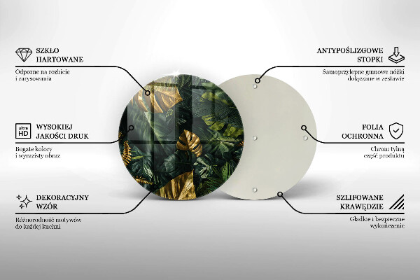 Skleněná deska do kuchyně Listy zlaté monstery