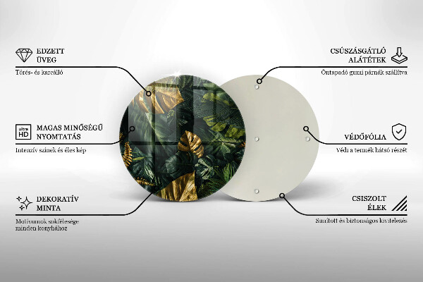 Skleněná deska do kuchyně Listy zlaté monstery