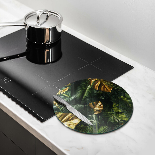 Skleněná deska do kuchyně Listy zlaté monstery